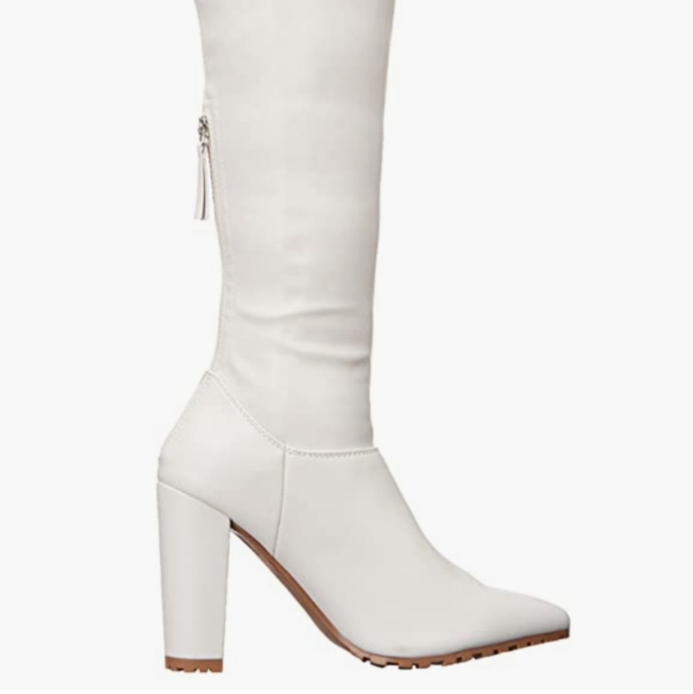 Madden Girl Signaal over-the-knee Lug Sole Dress Boots light Grey Size 9